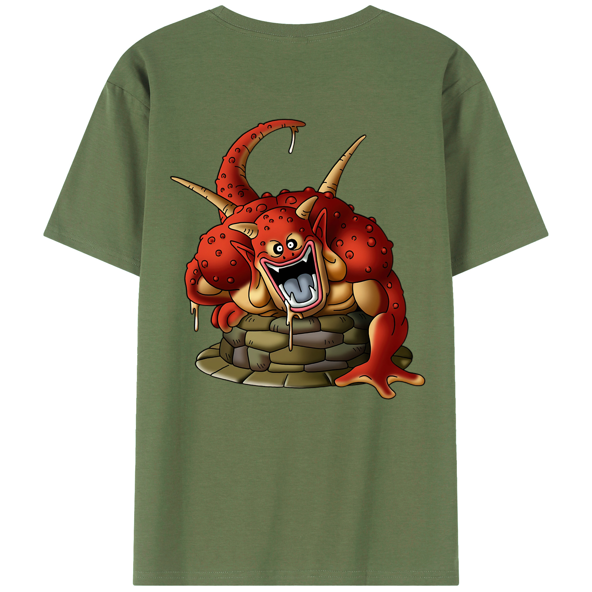 （画像用） ドラゴンクエスト Doragon Kuesuto Dragon Quest 綿100％ メンズ半袖Tシャツ（バックプリント） 通気性